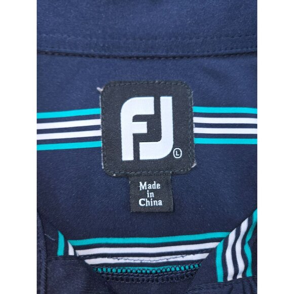FOOTJOY FJ Men's Navy Striped Polo Golf Shirt Large - Picture 5 of 8